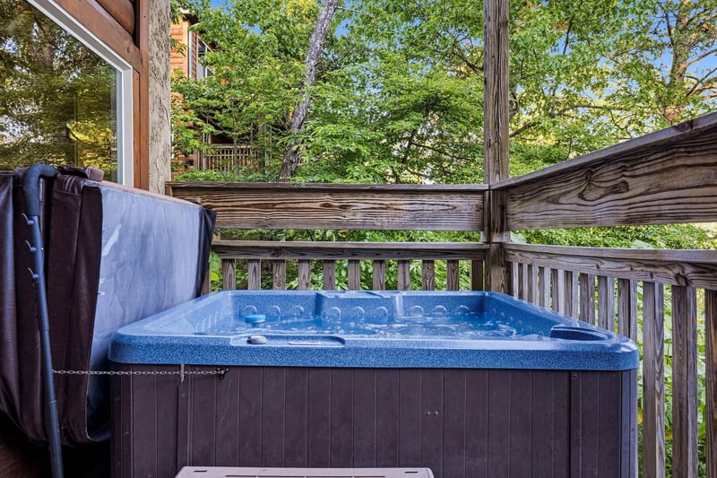 Soak your cares away in your private hot tub, surrounded by towering trees and fresh forest air—a perfect retreat after exploring the area.