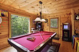 Pool table with big window