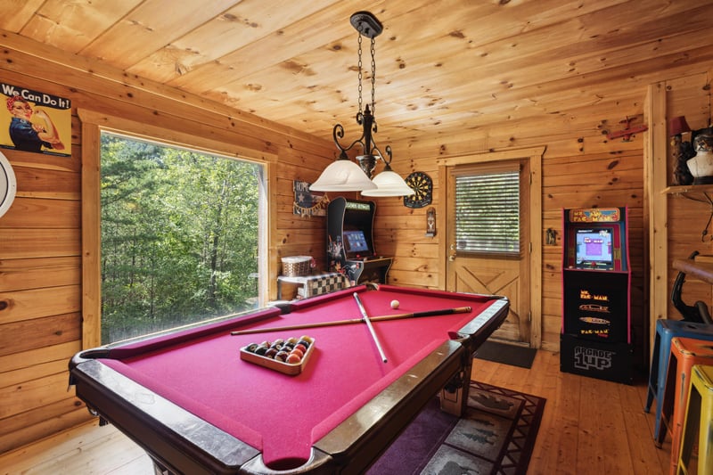 Pool table with big window