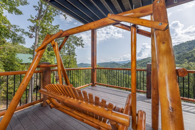 Entry level deck swing outside of king bedroom