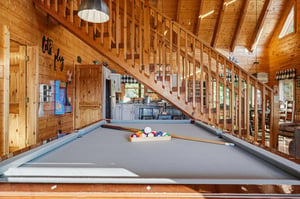 Challenge your travel companions to a friendly game on your private fullsize pool table in the warm, woodbeamed great room—the perfect retreat for evenings in.