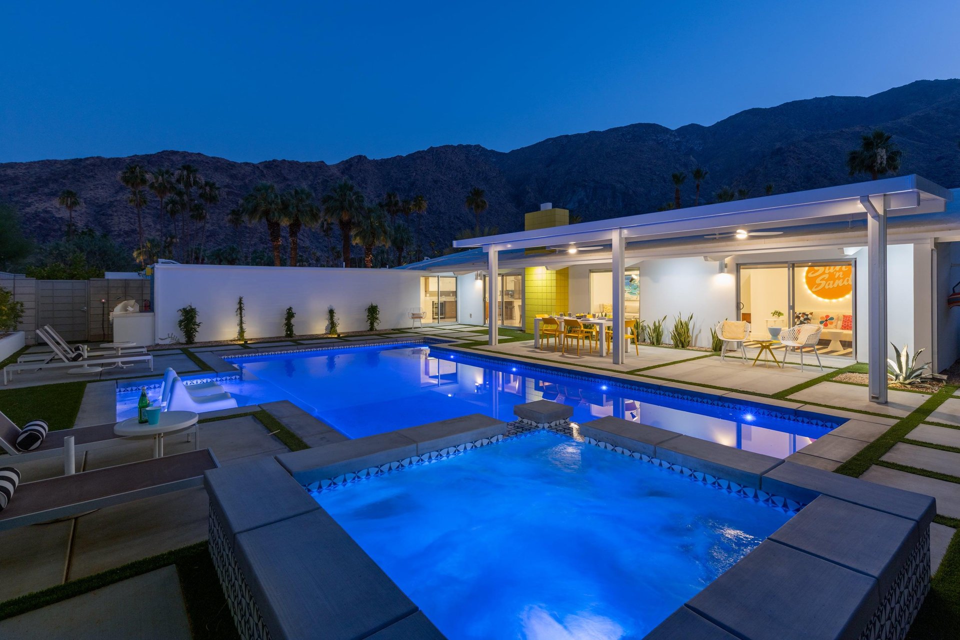 Take a dip in the pool at night