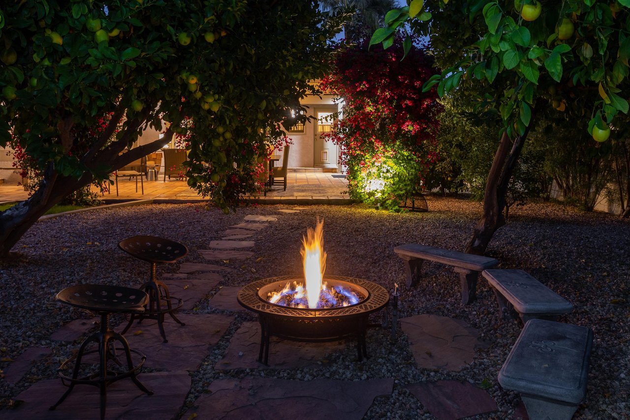 Unwind in the evening by the fire feature