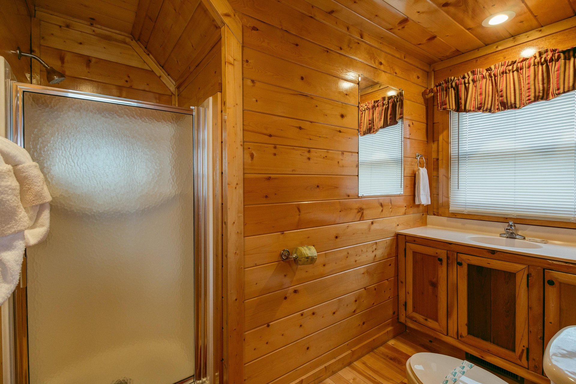 Bathroom with a shower at Country Bears Getaway, a 3bedroom cabin rental located in Gatlinburg