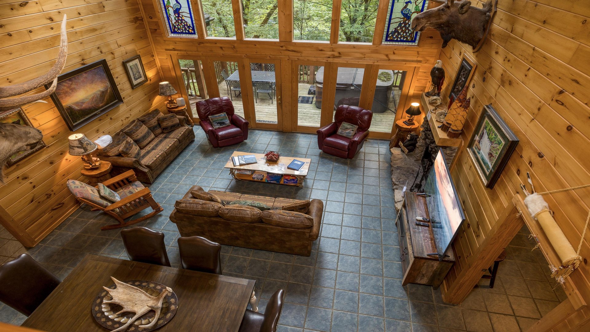 Living room with big windows view