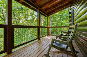 Imagine yourself unwinding on your private covered deck, surrounded by towering trees and the peaceful sounds of nature. Perfectly shaded seating invites you to sip morning coffee or relax with a book
