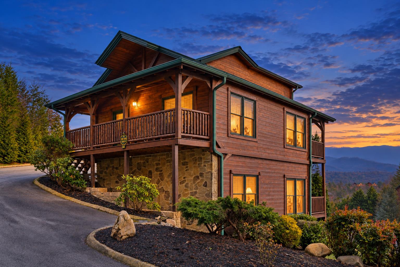 Side of Cabin in the Evening