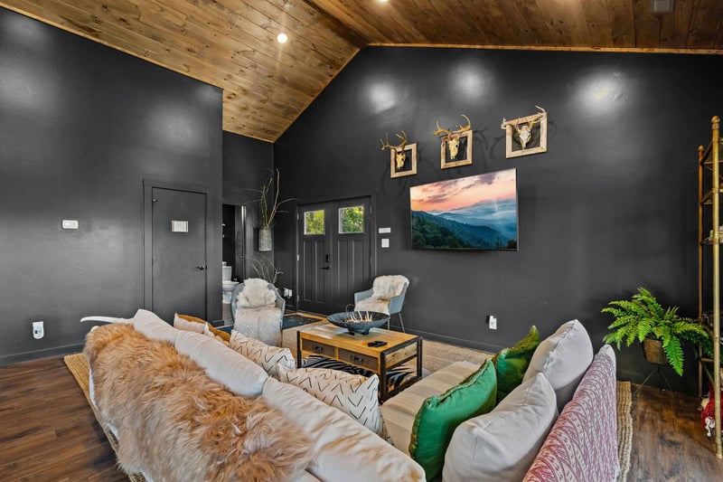 Living room with front door