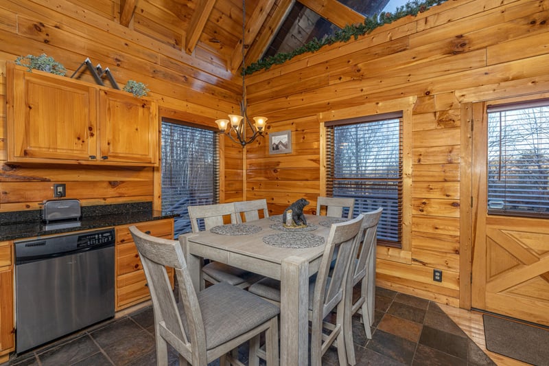 Dining table for six at A Bear on the Ridge, a 2 bedroom cabin rental located in Pigeon Forge