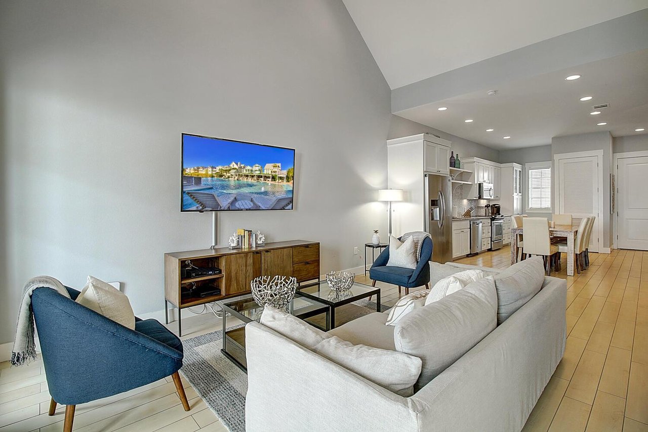 Living Area with 65 smart TV and board games