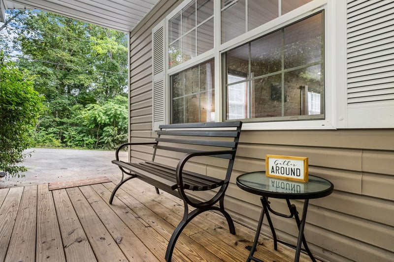 Front deck bench under windows