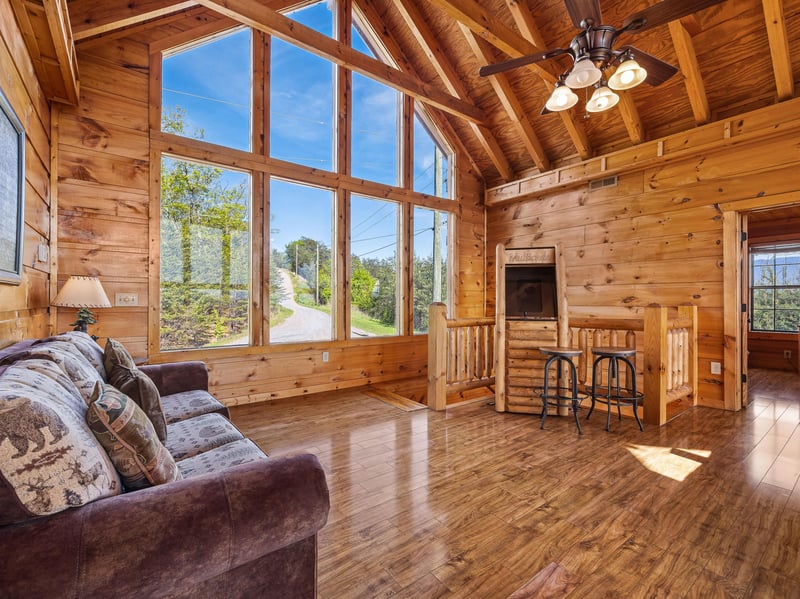 Couch and arcade game with stools