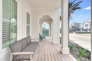 Wrap Around Porch Facing Neighborly Pool and Park