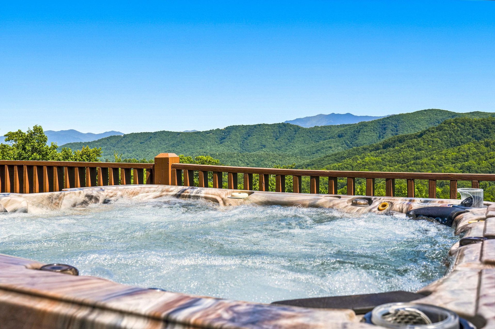 Soak in your private hot tub while gazing at stunning mountain vistas. The perfect spot to unwind and reconnect with natures beauty.