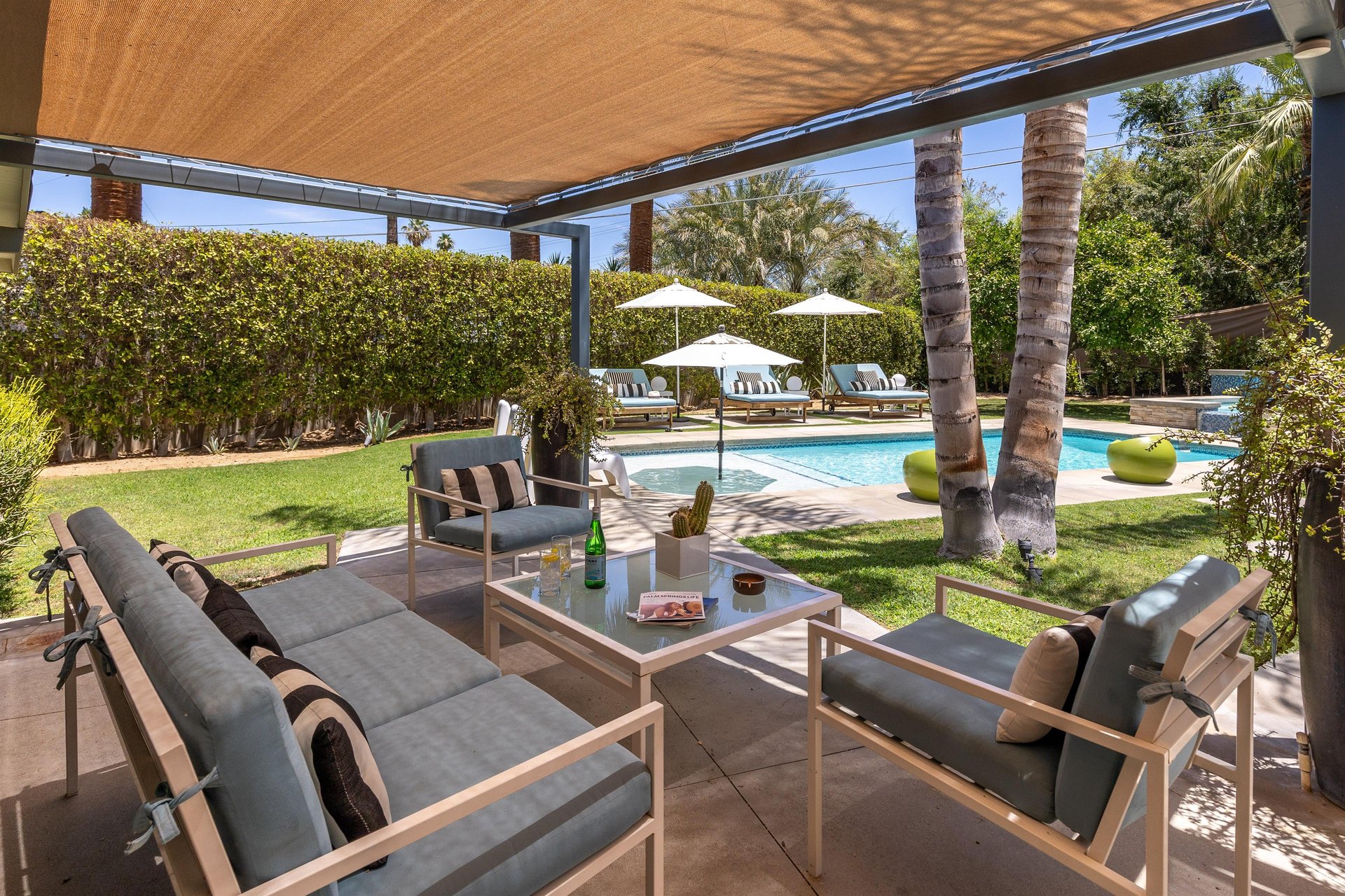 Enjoy shaded lounge areas