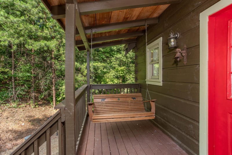 Outdoor wooden bench swing