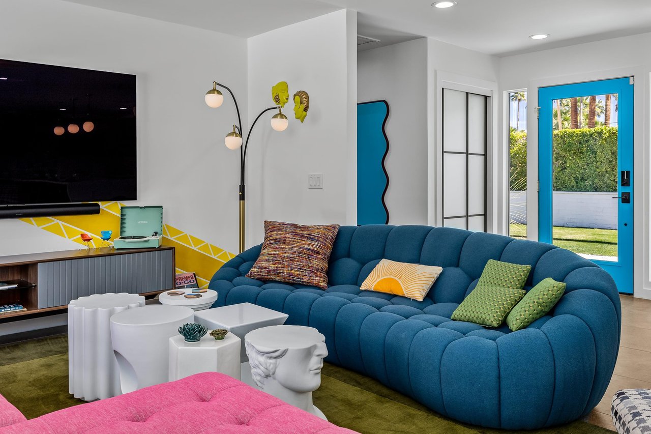 Comfy blue sofa