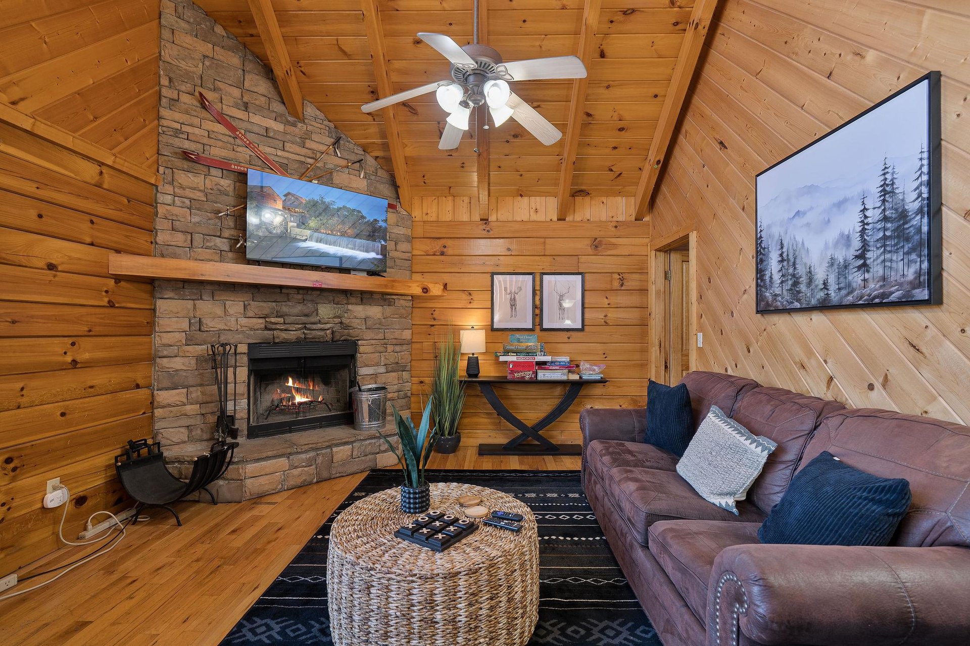 living room with sofa bed