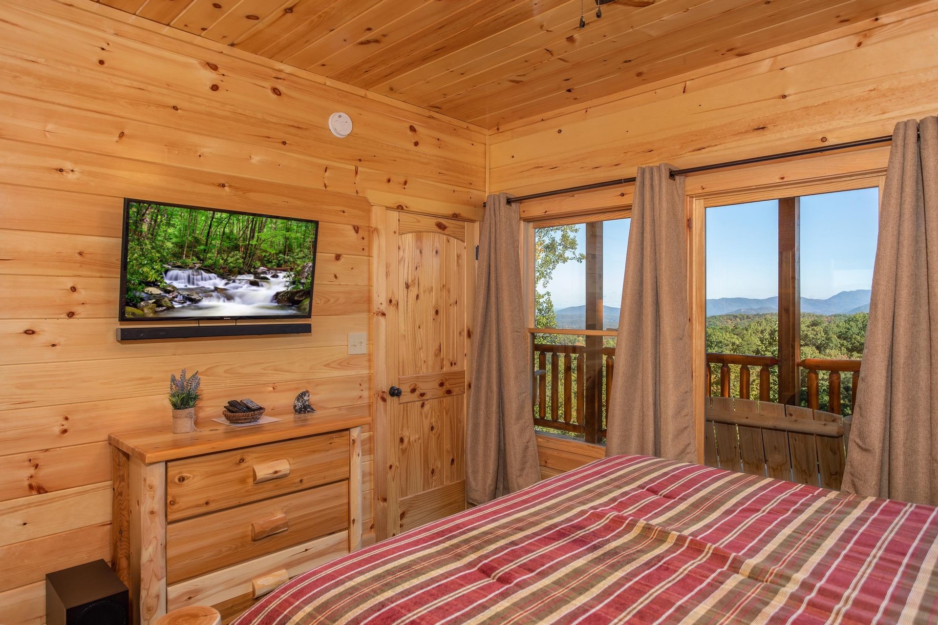 Queen bed with windows