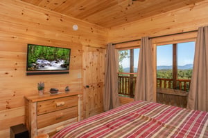 Queen bed with windows