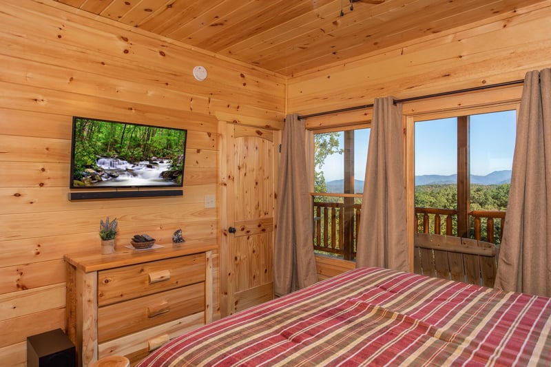 Queen bed with windows