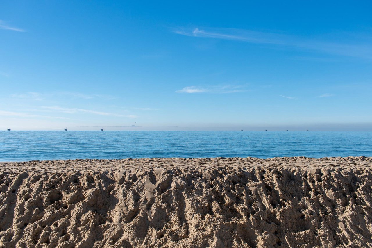 View of the ocean over the winter berm