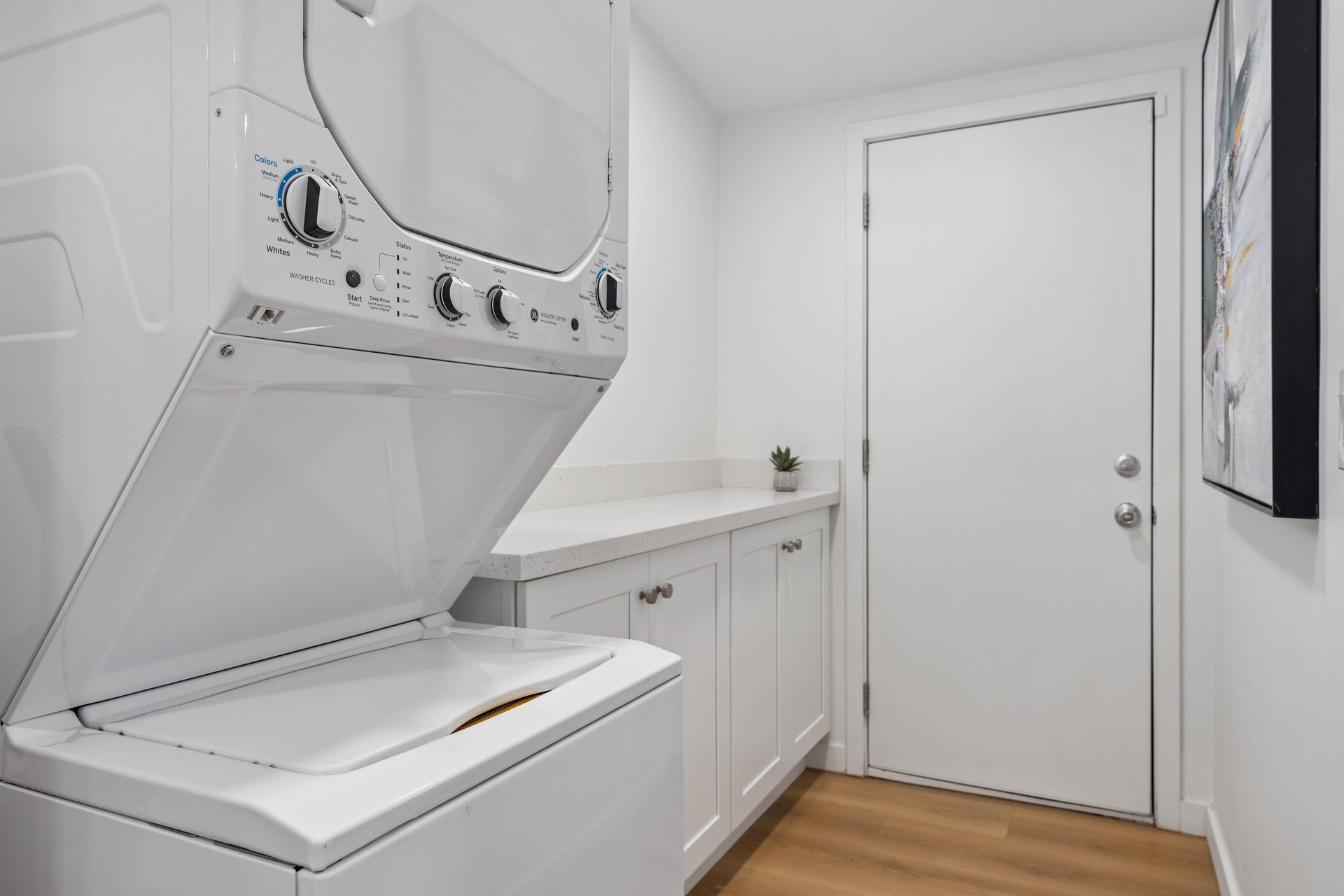 Washer and dryer for guest use.