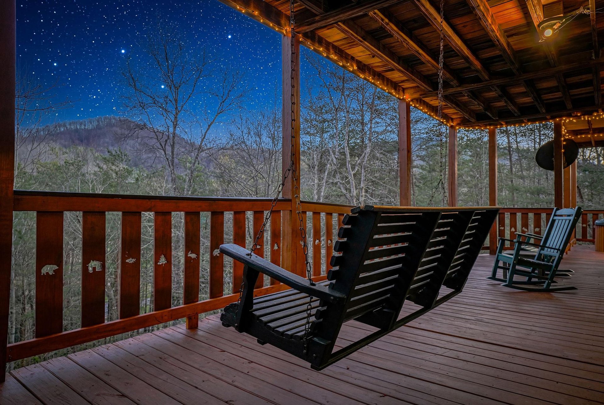Unwind on your private deck under a canopy of stars, with mountain views stretching endlessly before you in perfect tranquility.