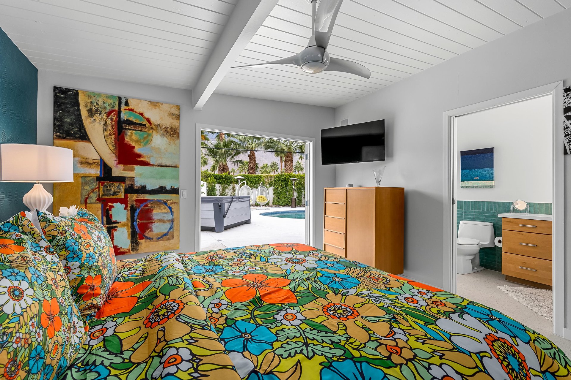 Cozy bedroom with backyard access