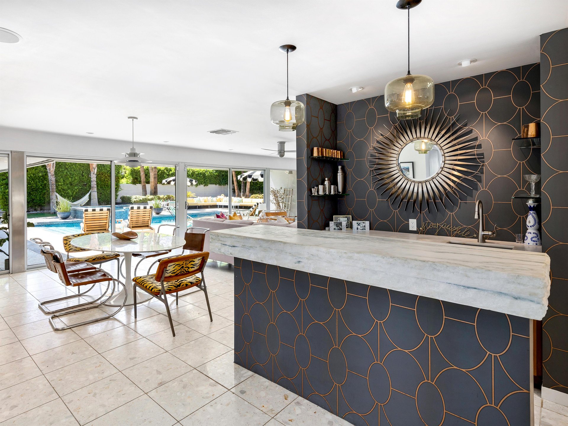 Sparkling marble wet bar