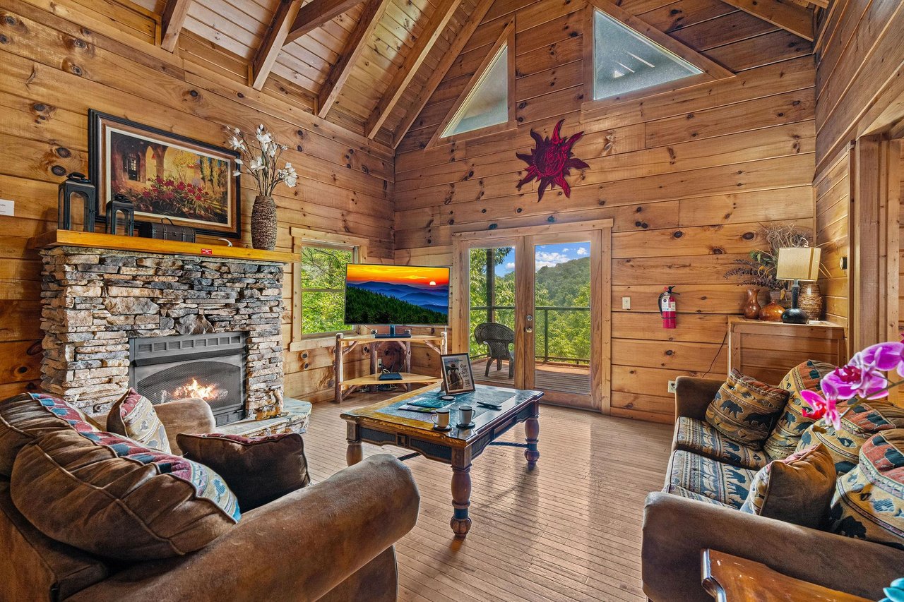 Living room with fireplace