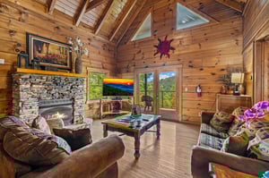 Living room with fireplace