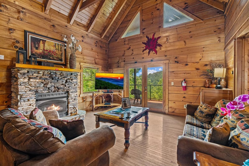Living room with fireplace