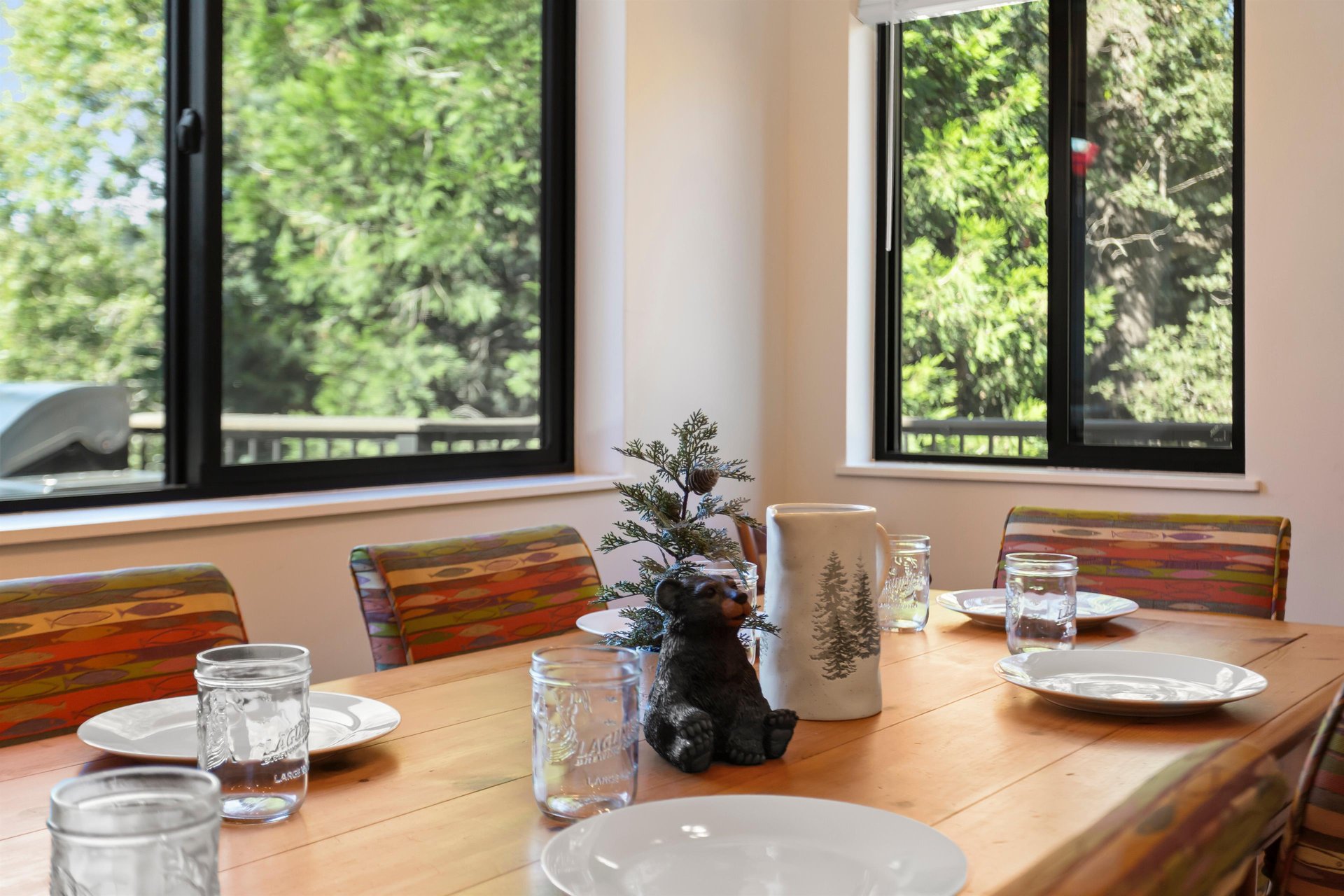 Dining for 6 surrounded by forest views