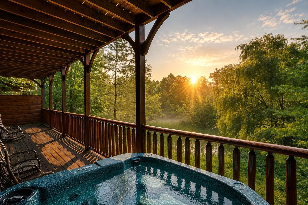Sunrise from the hot tub on lowerlevel deck