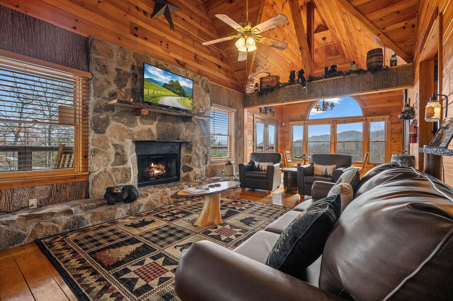 stone fireplace