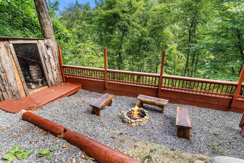 sitting area with firepit