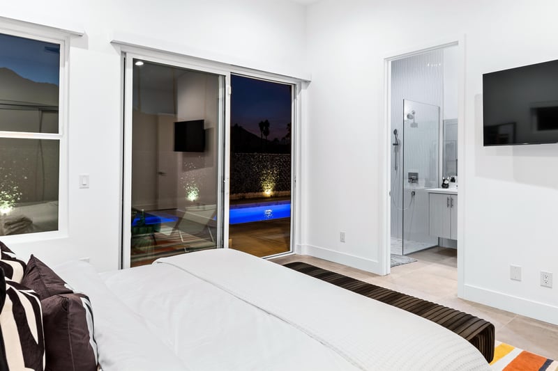 Primary bedroom at night