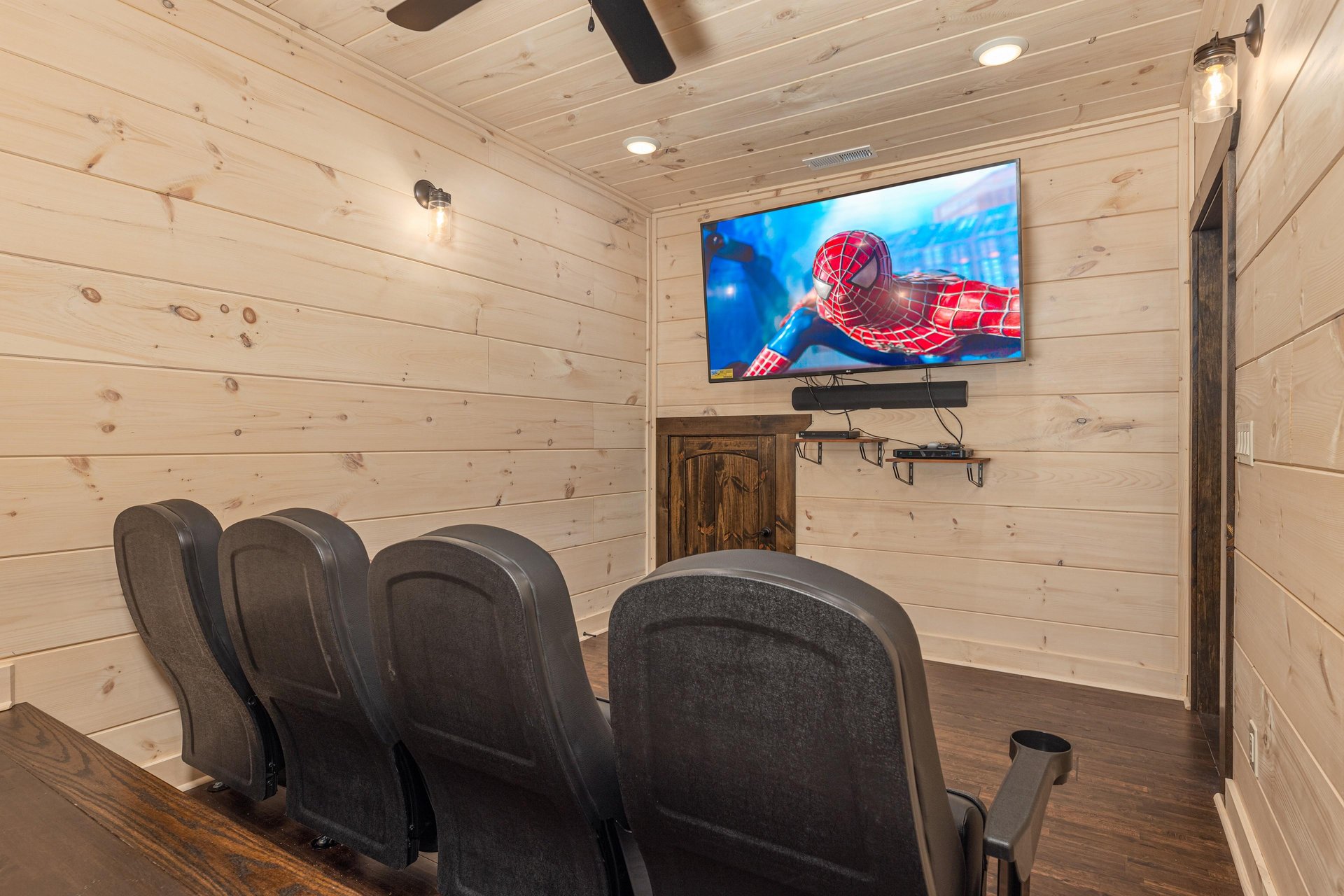 Theater seats facing tv