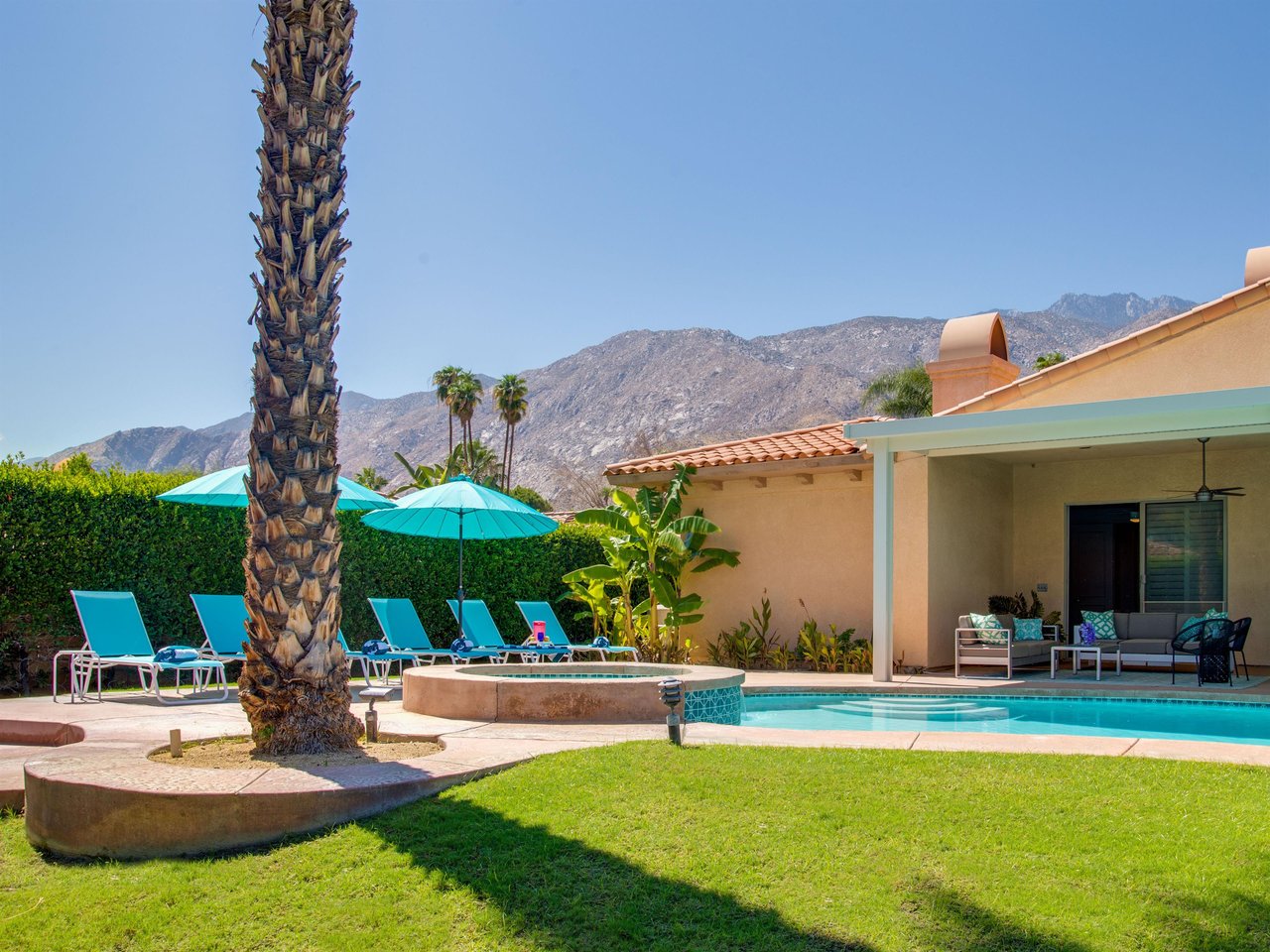 Lounge chairs for relaxing by the pool