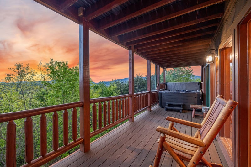 Deck with rocking chair and hot tub