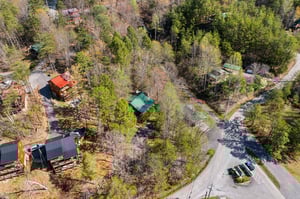Aerial shot of Moonlit Mountain Lodge