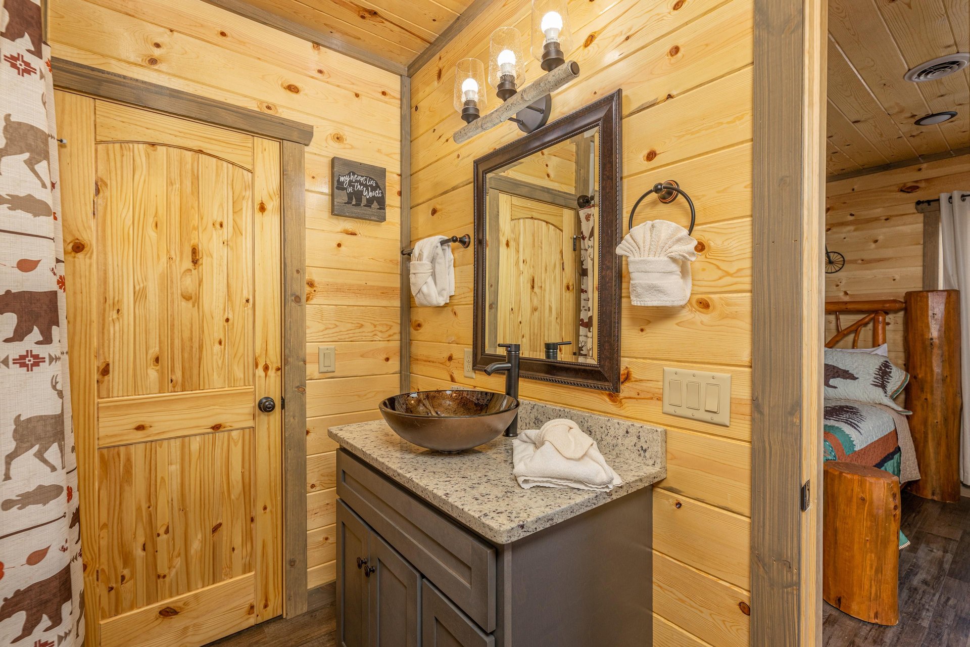 Vanity in a bathroom at Everlys Splash, a 4 bedroom cabin rental located in Pigeon Forge