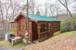 Exterior of the cabin from the entrance at Boogie Bear, a 1bedroom cabin rental located in Gatlinburg