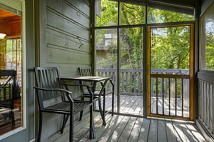 Your private screened porch offers the perfect spot to sip morning coffee while listening to rustling leaves in the lush trees surrounding you.
