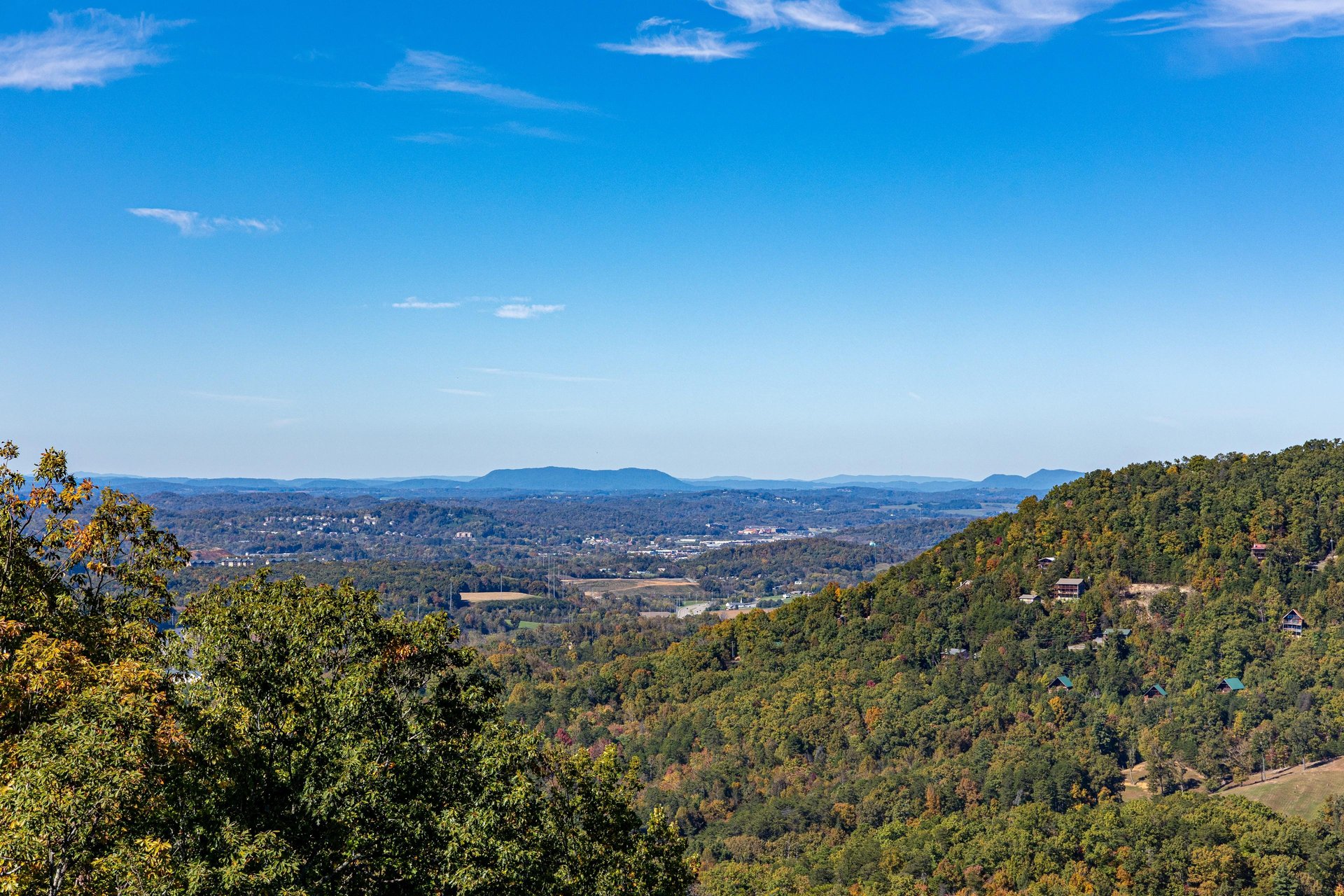 Deck view at Eagles Sunrise, a 2 bedroom cabin rental located in Pigeon Forge