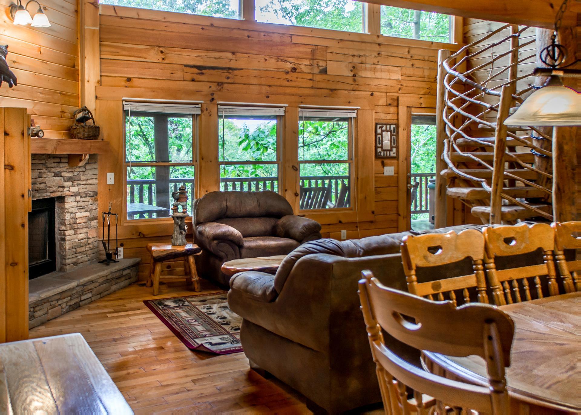 Enjoy movie nights with televisions equipped with Roku or DVD players, and cozy up by the woodburning fireplace in the living room.