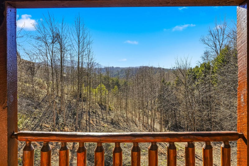 Step onto your private balcony and breathe in the fresh mountain air while taking in sweeping views of the forested valley below.
