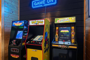 Step into your own private arcade and let the nostalgia flow. Classic arcade cabinets stand ready for friendly competitions and latenight gaming sessions.