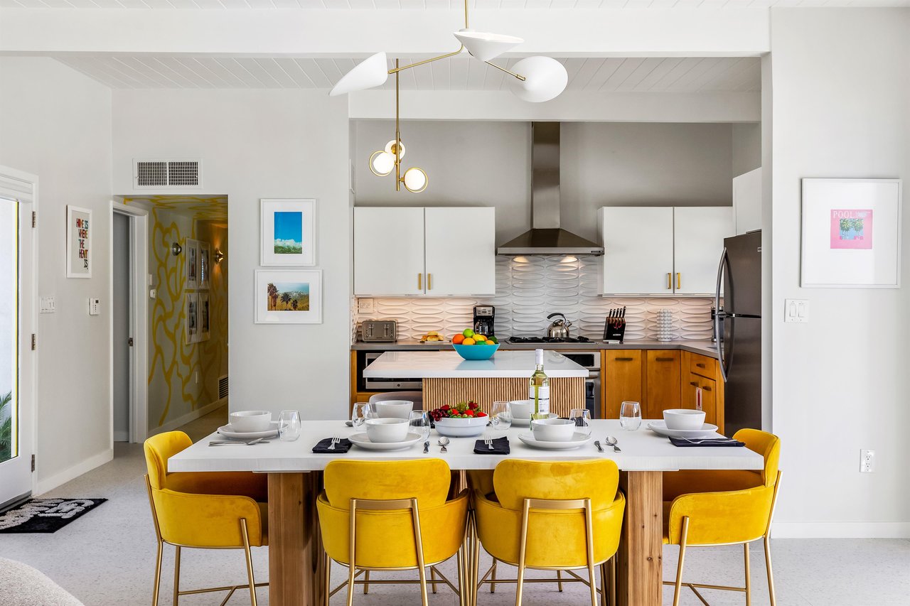 Dining table set for six